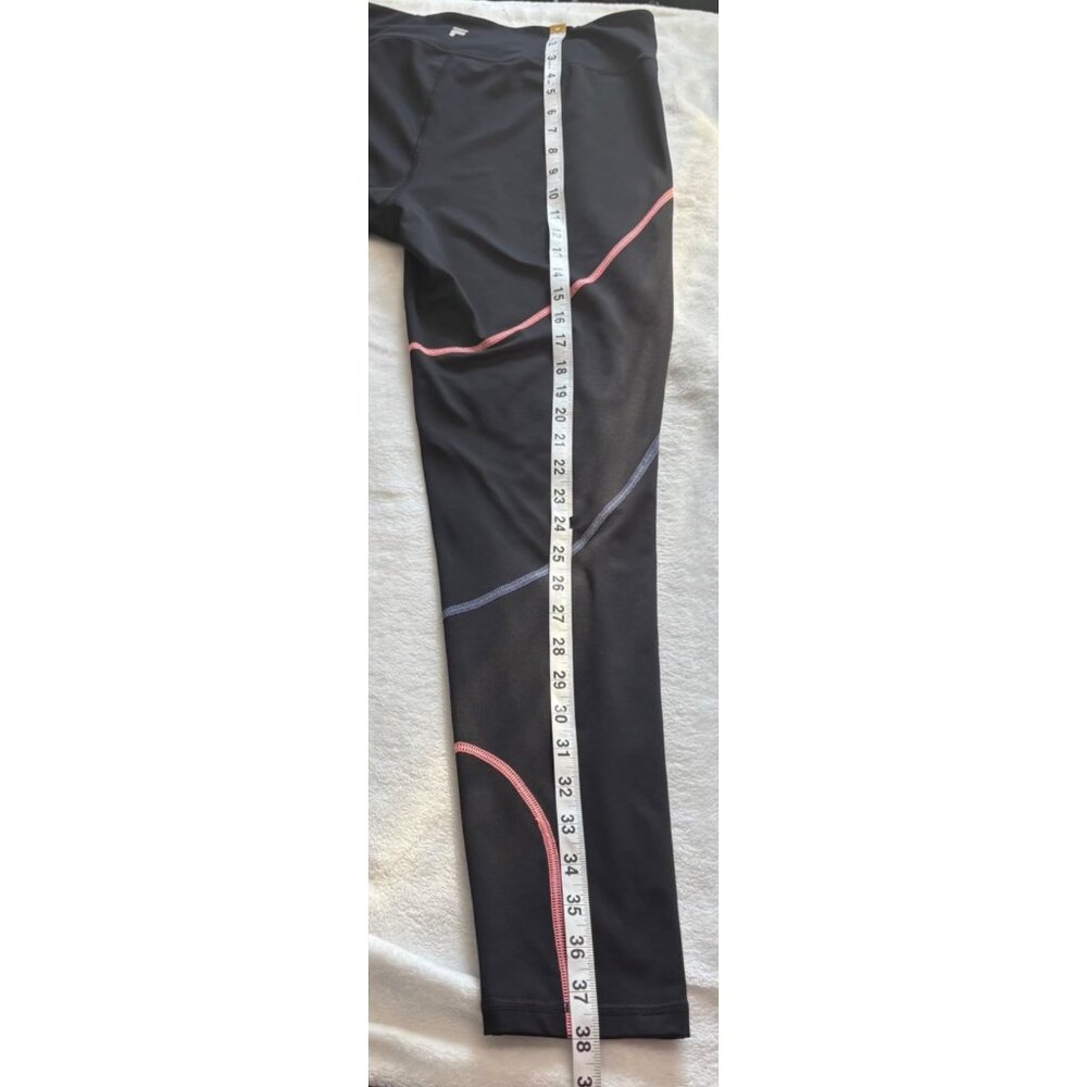 Fila Sport Black Activewear Leggings Womens Large W/ Vibrant Pink Purple Accents - Picture 9 of 11